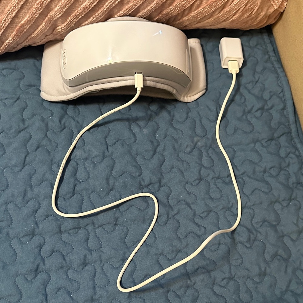White Electronic forehead massager with USB Cable for headache and migraine